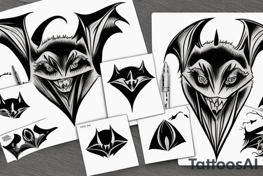 Double faced bat evil and good tattoo idea