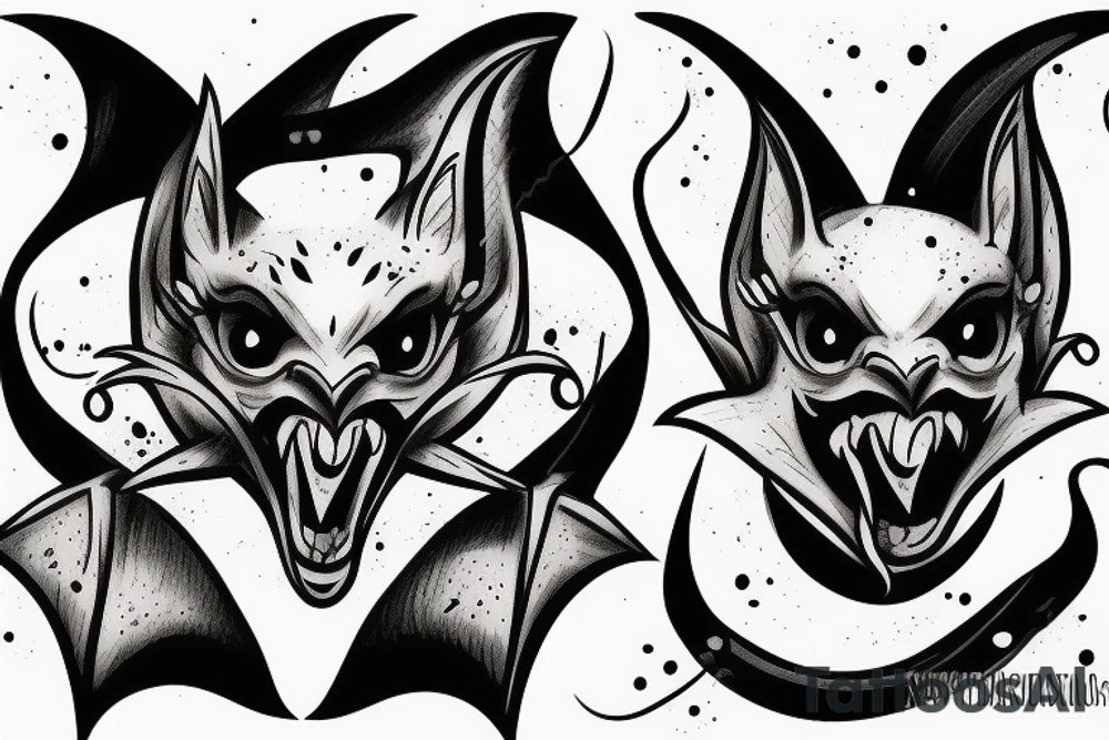 Double faced bat evil and good tattoo idea