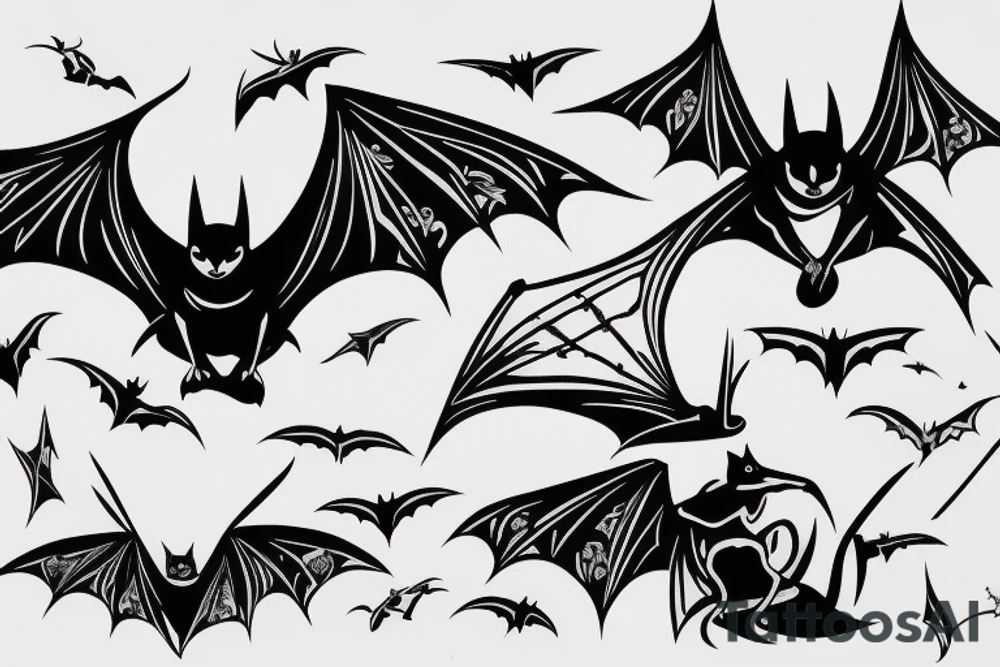 A bat linework tattoo idea
