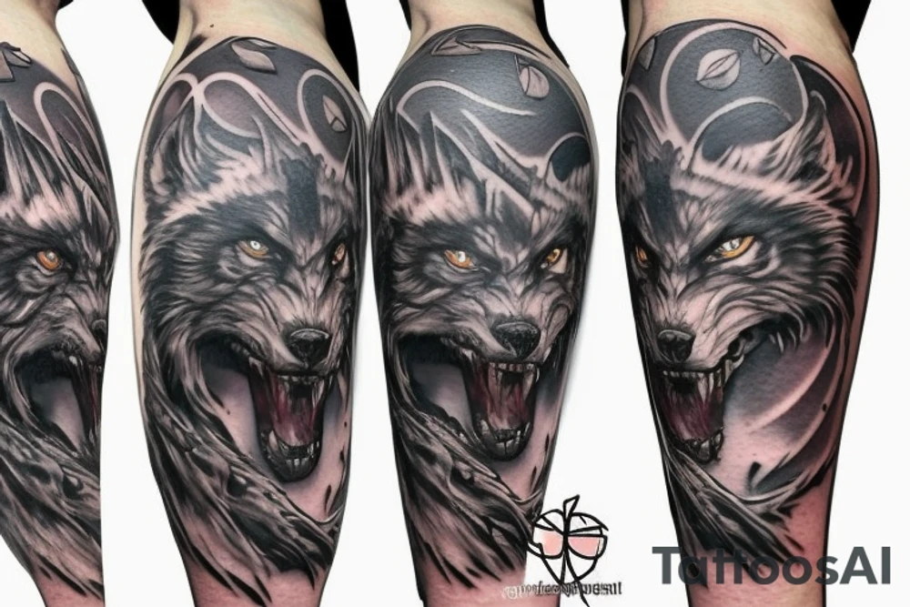 Werewolf in armor for battle on a full moon night tattoo idea