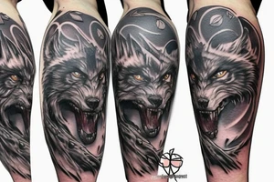 Werewolf in armor for battle on a full moon night tattoo idea