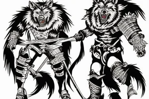 Werewolf in armor for battle on a full moon night tattoo idea