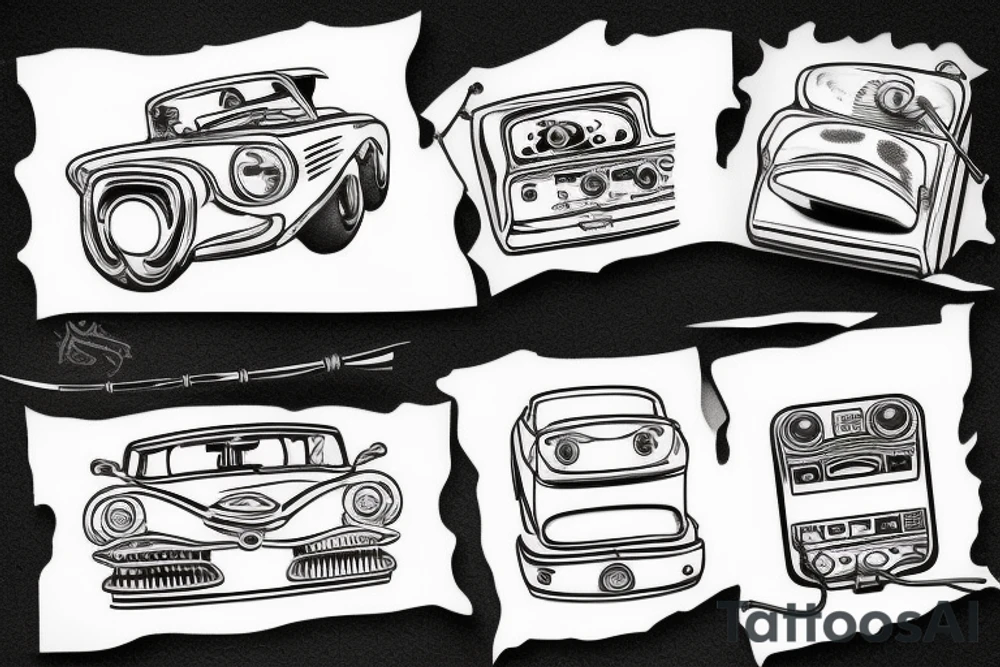 Broken car radio tattoo idea