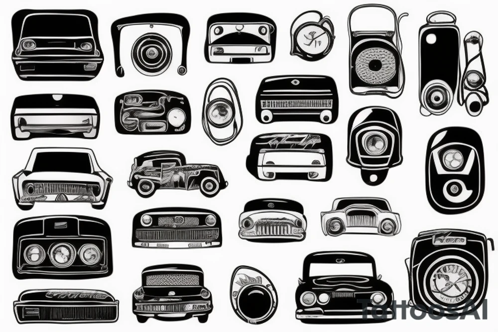 Broken car radio tattoo idea
