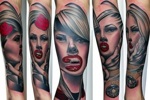 Sexy topless pinup girl in army boots tattoo idea
