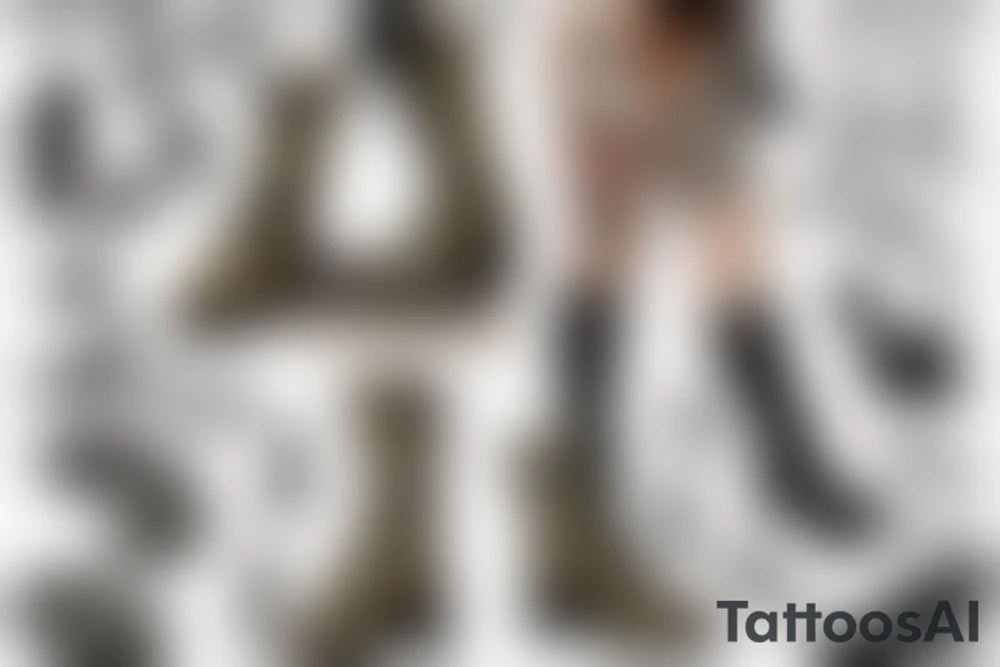 Sexy topless pinup girl in army boots tattoo idea