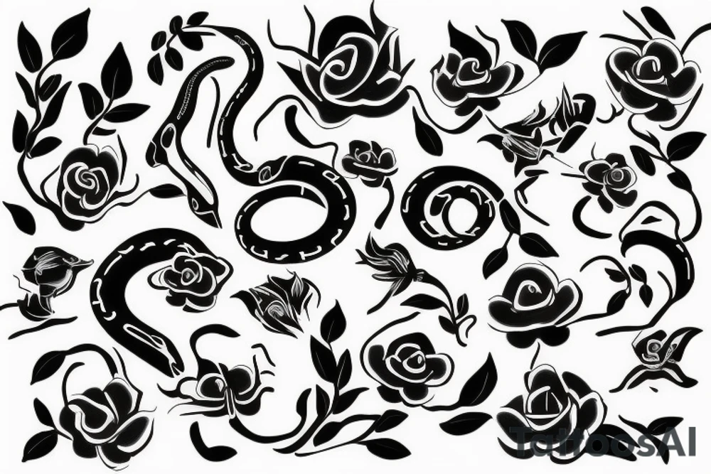 Snake with flowers tattoo idea