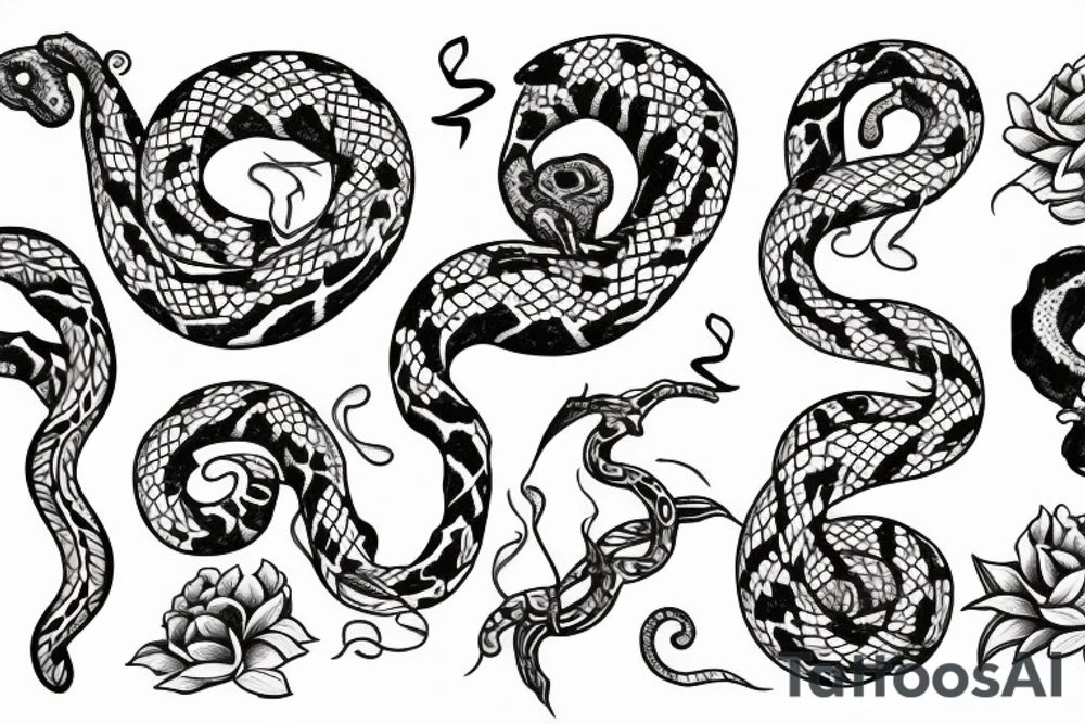 Snake with flowers tattoo idea