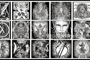 Karta arcykapłanki tarot, ręce z wahadełkiem, bez twarzy tattoo idea