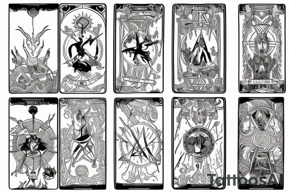Karta arcykapłanki tarot, ręce z wahadełkiem, bez twarzy tattoo idea