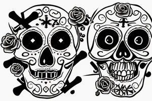 Lips with skull and crossbones tattoo idea