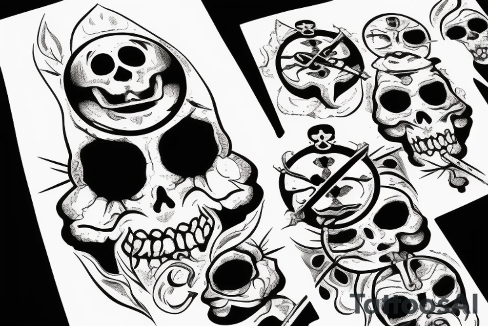 Lips with skull and crossbones tattoo idea