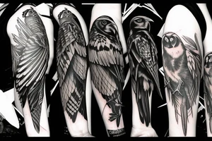 A raven and an owl fighting each other tattoo idea