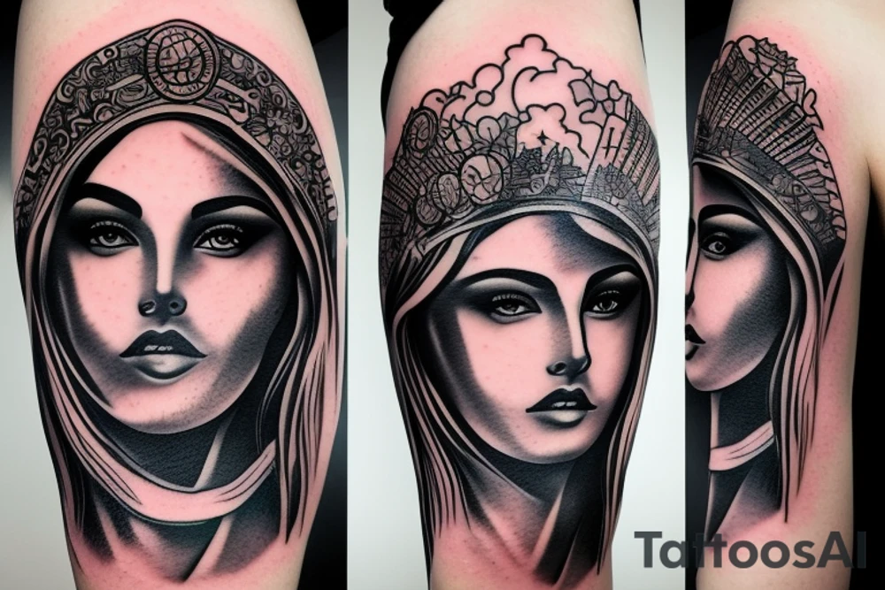 Powerful and resilient woman goddess tattoo idea
