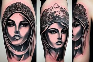 Powerful and resilient woman goddess tattoo idea