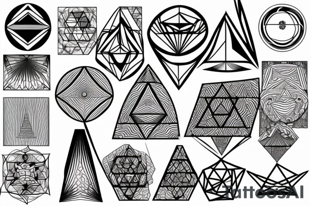 Sacred geometry mountains tattoo idea