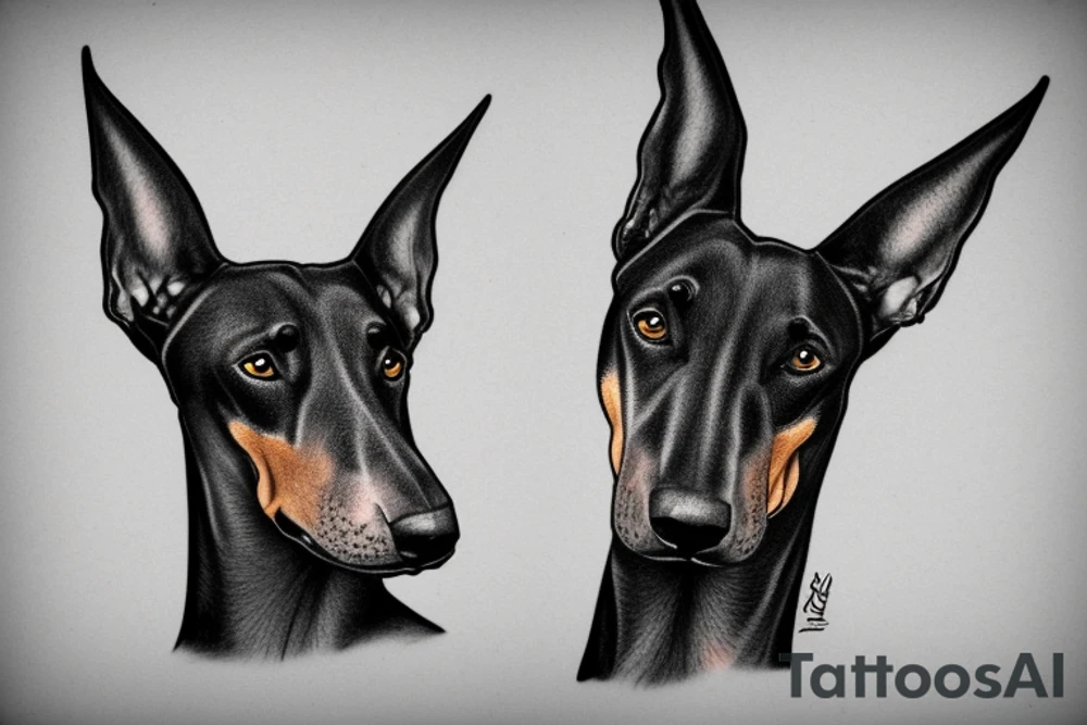 doberman in the middle of a thunderbolt tattoo idea