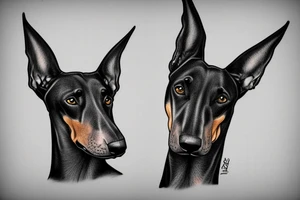 doberman in the middle of a thunderbolt tattoo idea