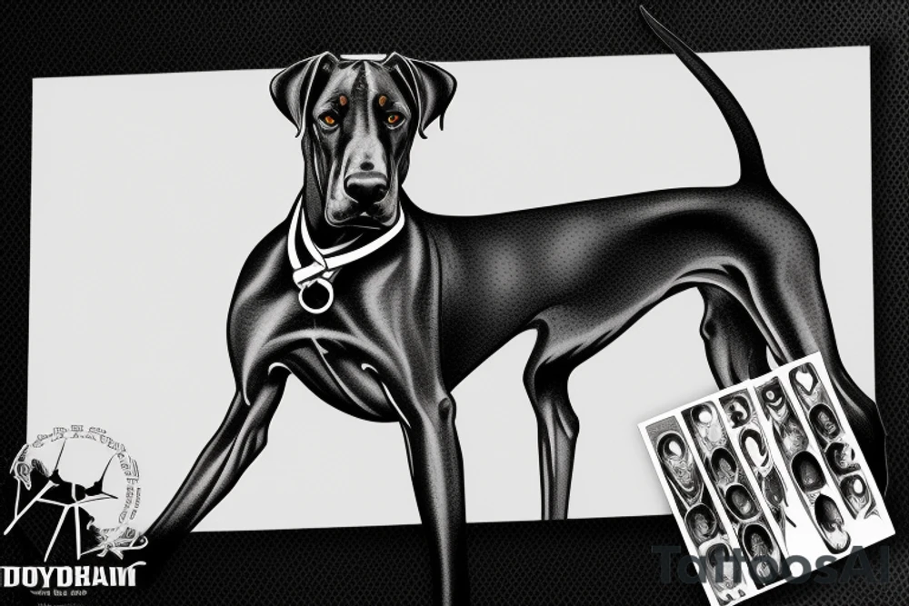 doberman in the middle of a thunderbolt tattoo idea