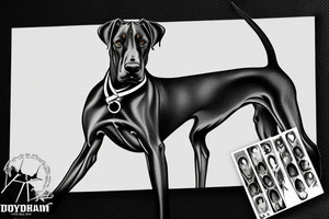 doberman in the middle of a thunderbolt tattoo idea
