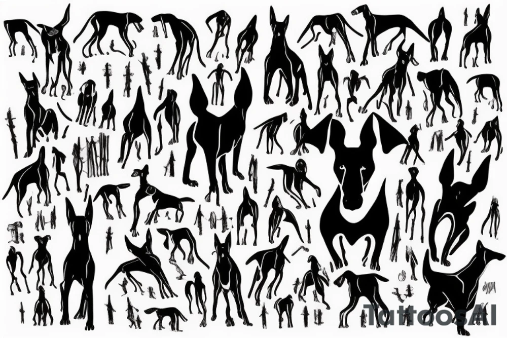 doberman in the middle of a thunderbolt tattoo idea