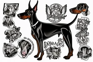 doberman in the middle of a thunderbolt tattoo idea