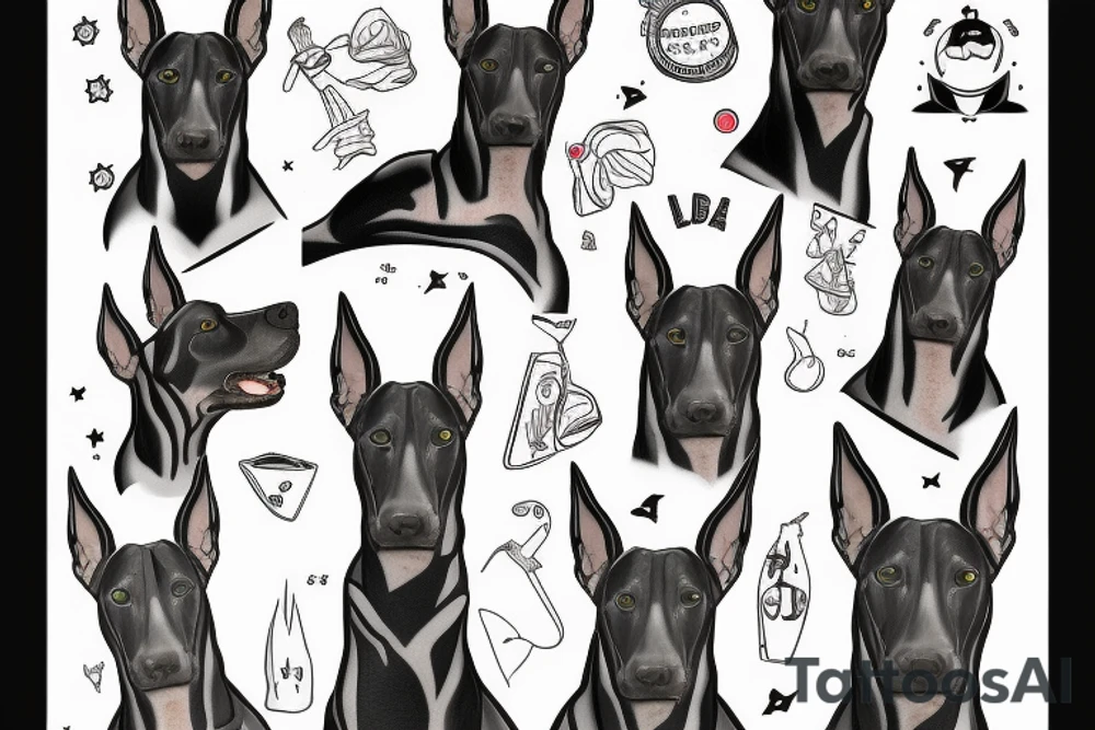 doberman and thunderbolt tattoo idea