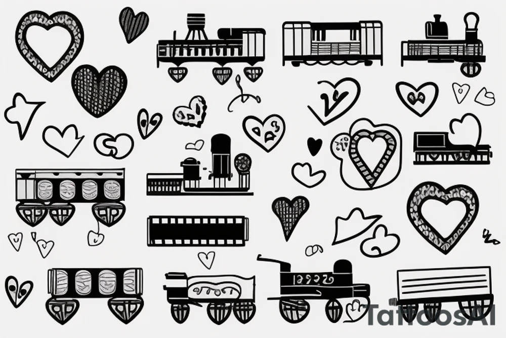 A train track with a heart tattoo idea