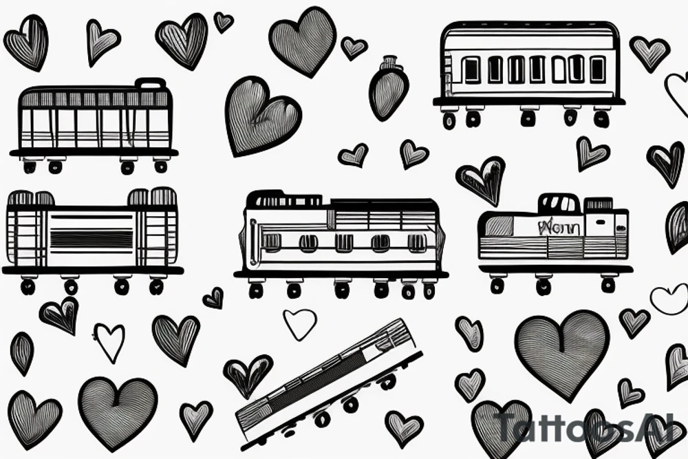 A train track with a heart tattoo idea