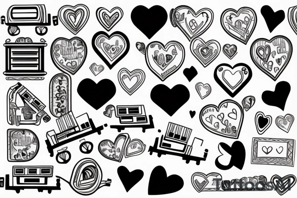 A train track with a heart tattoo idea