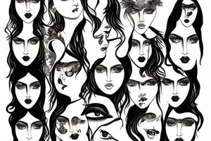 the greek goddess of Fortune with the curse of luck written on her eyes tattoo idea