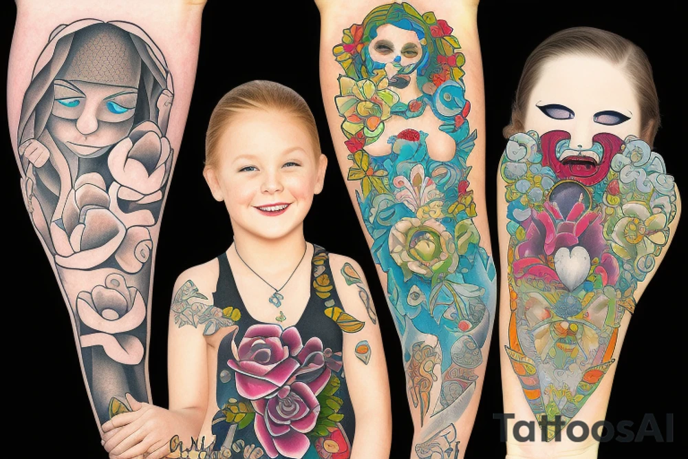 Taylor representing my family: Lindsay my wife, Olivia my daughter and Max my son. tattoo idea