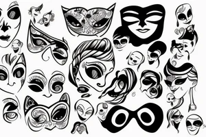 sad face and smiling mask tattoo idea
