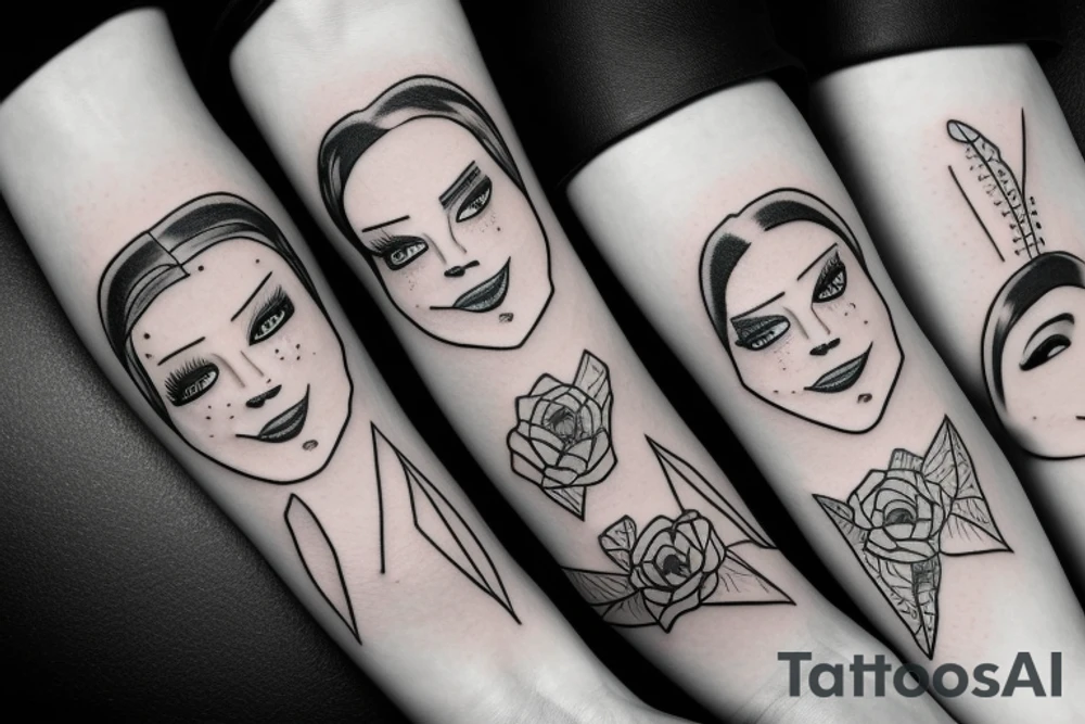 sad face and smiling mask tattoo idea
