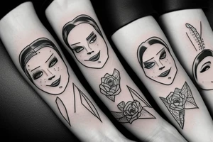 sad face and smiling mask tattoo idea