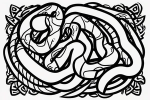 Snake wrapped around the base of a cross with its head impaled on the bottom of the cross tattoo idea
