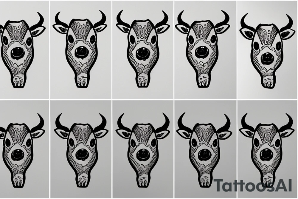 cute little cow tattoo idea