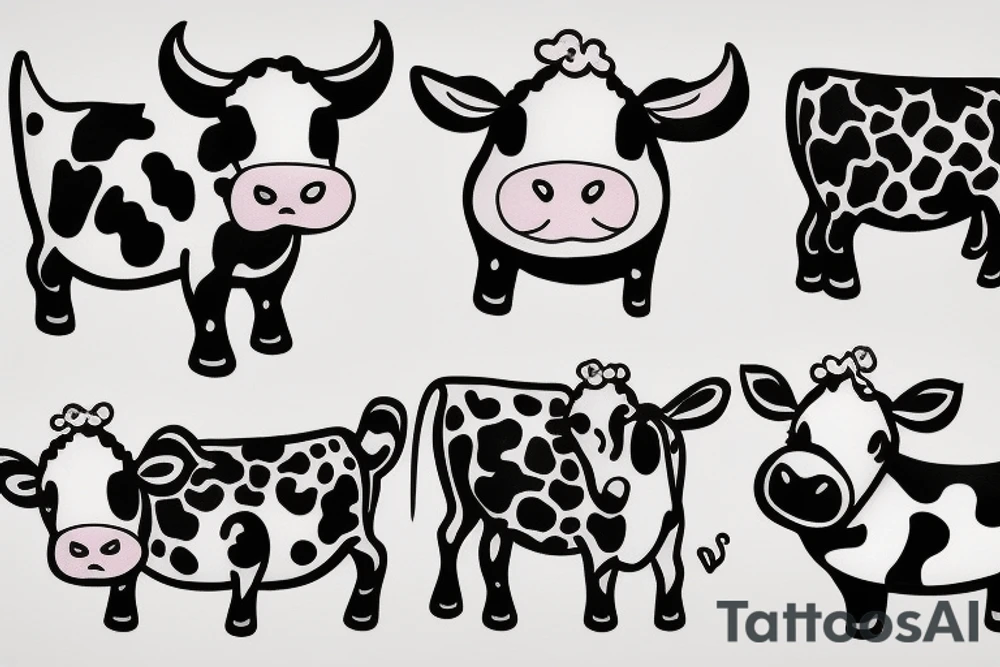 cute little cow tattoo idea