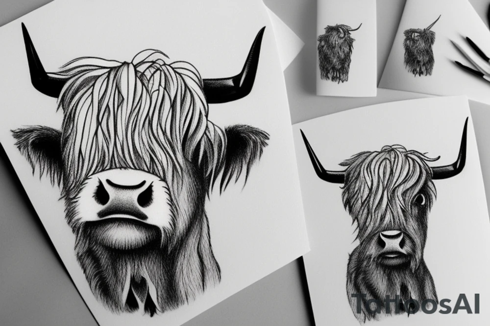 cute little highland cow tattoo idea