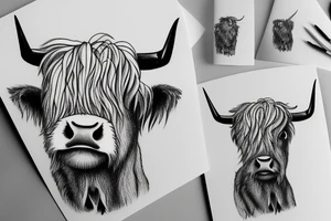 cute little highland cow tattoo idea