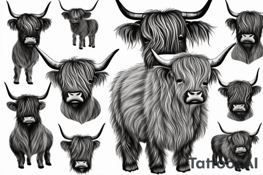 cute little highland cow tattoo idea