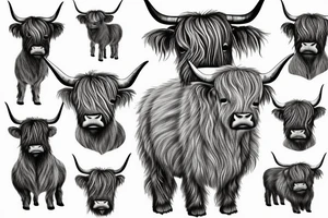 cute little highland cow tattoo idea