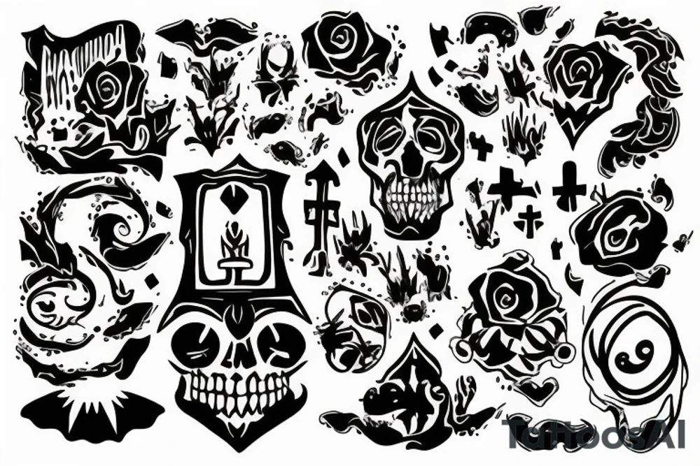 Graveyard with sun tattoo idea