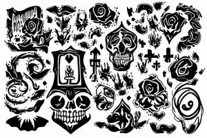 Graveyard with sun tattoo idea