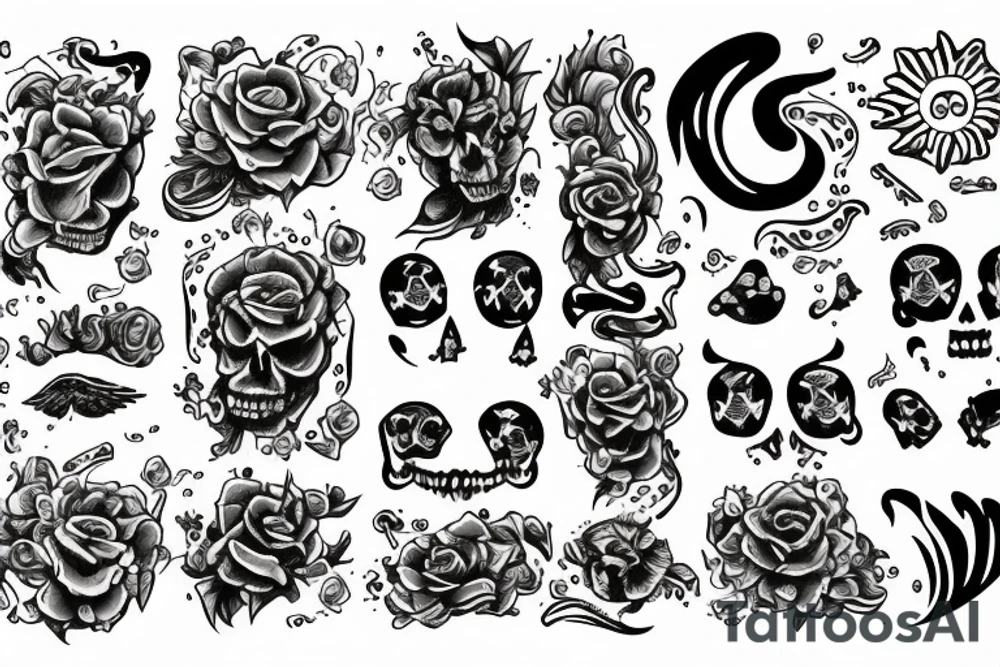 Graveyard with sun tattoo idea