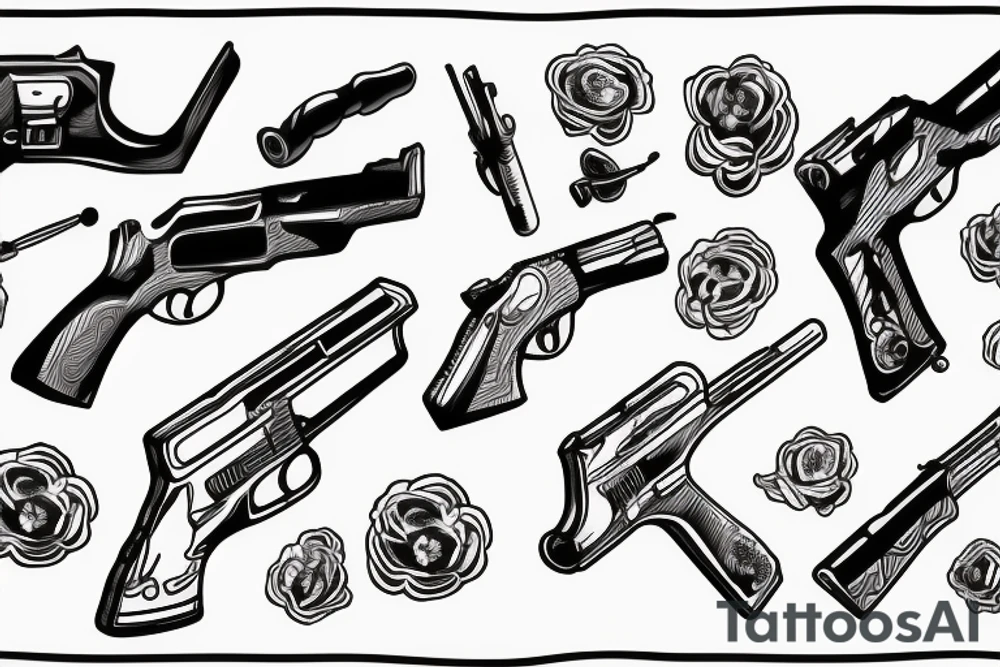 Two crossed pistolet tattoo idea