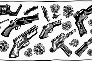 Two crossed pistolet tattoo idea