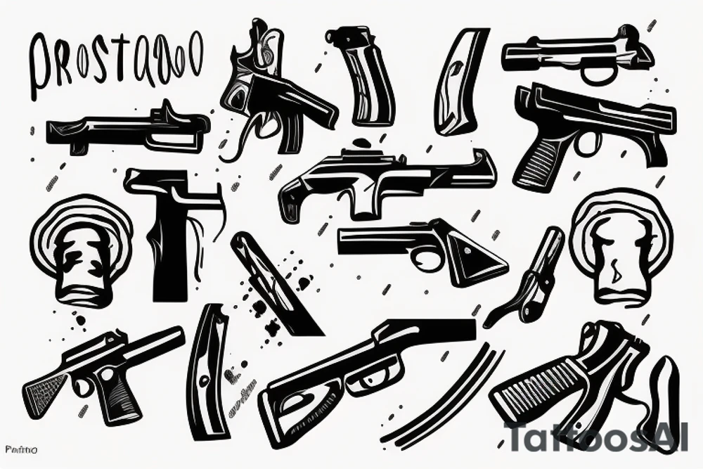 Two crossed pistolet tattoo idea