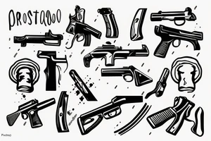 Two crossed pistolet tattoo idea