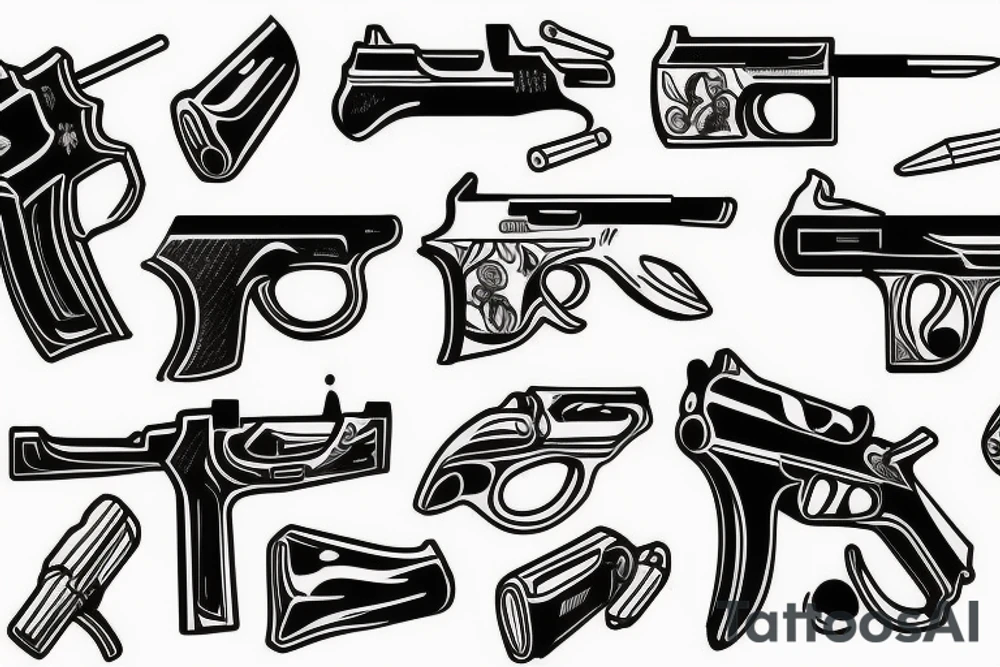 Two crossed pistolet tattoo idea